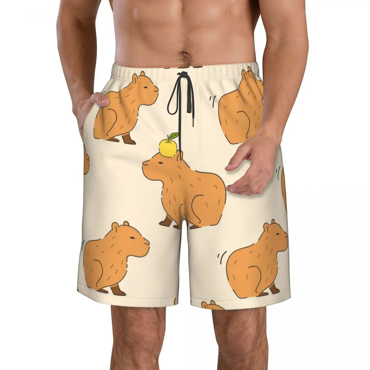 Men's Beach Short Swim Shorts Cute Capybaras Surfing Sport Board Shorts Swimwear