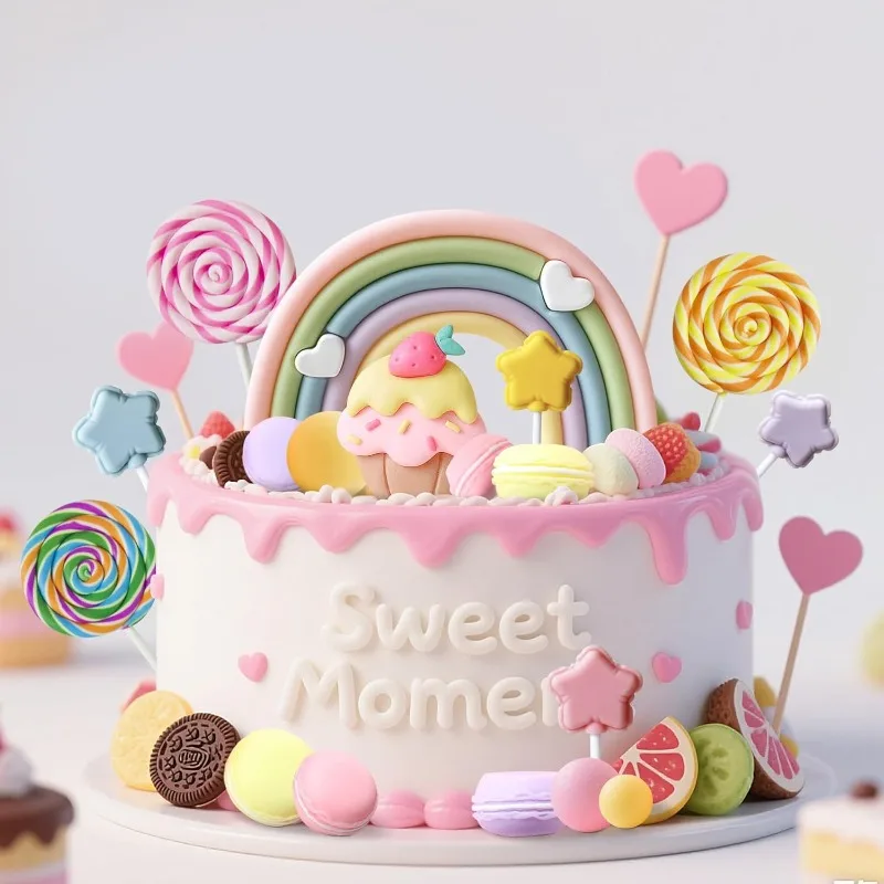 25pcs Candyland Cake Toppers Girls Birthday Party Decoration Lollipop Cake Cupcake Sweet One Cake Topper - view 5