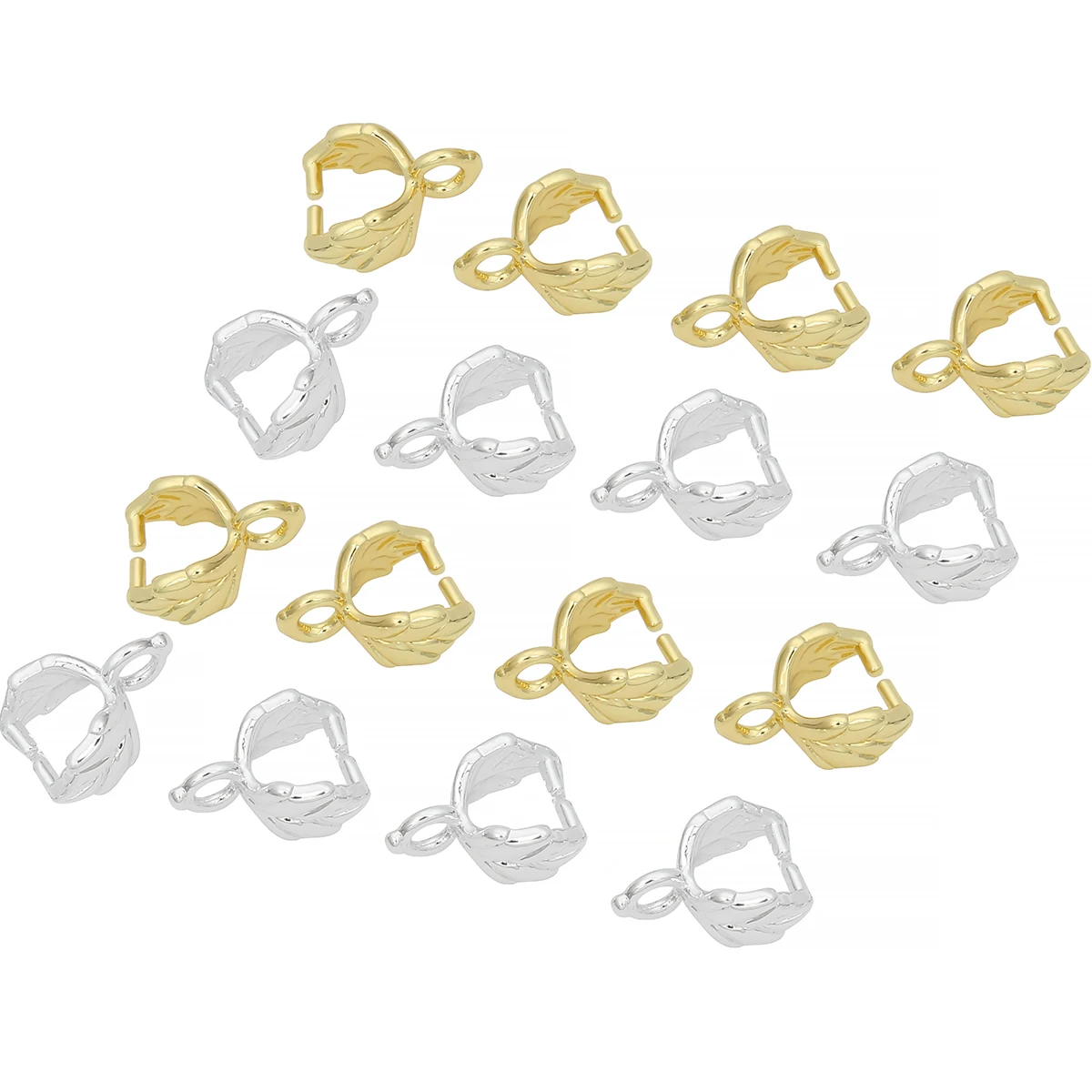 4Pcs/bag 4x10mm 14K Gold/Sliver Leaf Shape Pinch Bail Clasp For DIY Pendant Clip Connector Necklace Jewelry Making Accessories