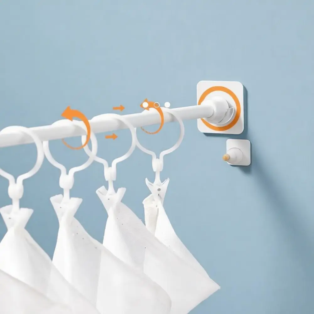 Self Adhesive Telescopic Pole Bracket Punch Free Curtain Rod Holder Heavy Duty Wall Hook For Bedroom Dorm Bathroom