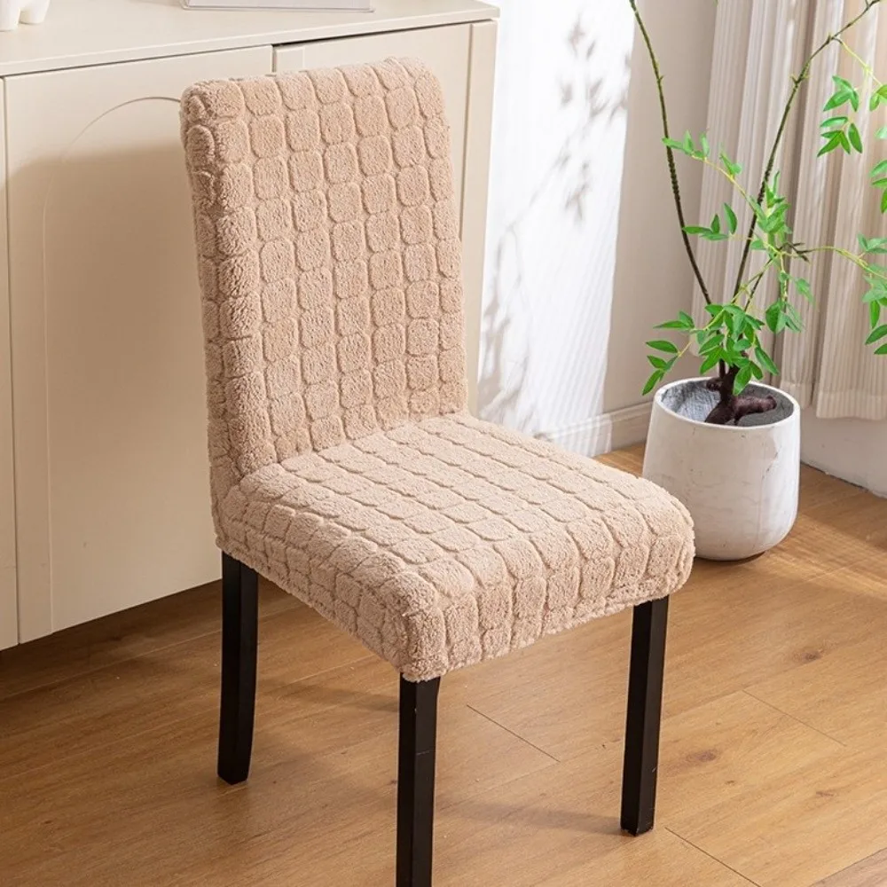 High Elastic Dining Chair Cover Textured Soft Jacquard Chair Slipcovers Washable Geometric Jacquard Stretch Chair Cover