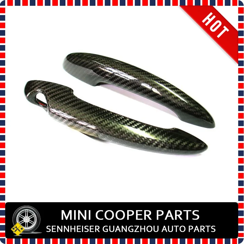 Brand New Black Carbon Fiber Style UV Protected Door Handle Cover For mini cooper R55 R56 R60 (2 pcs/set)