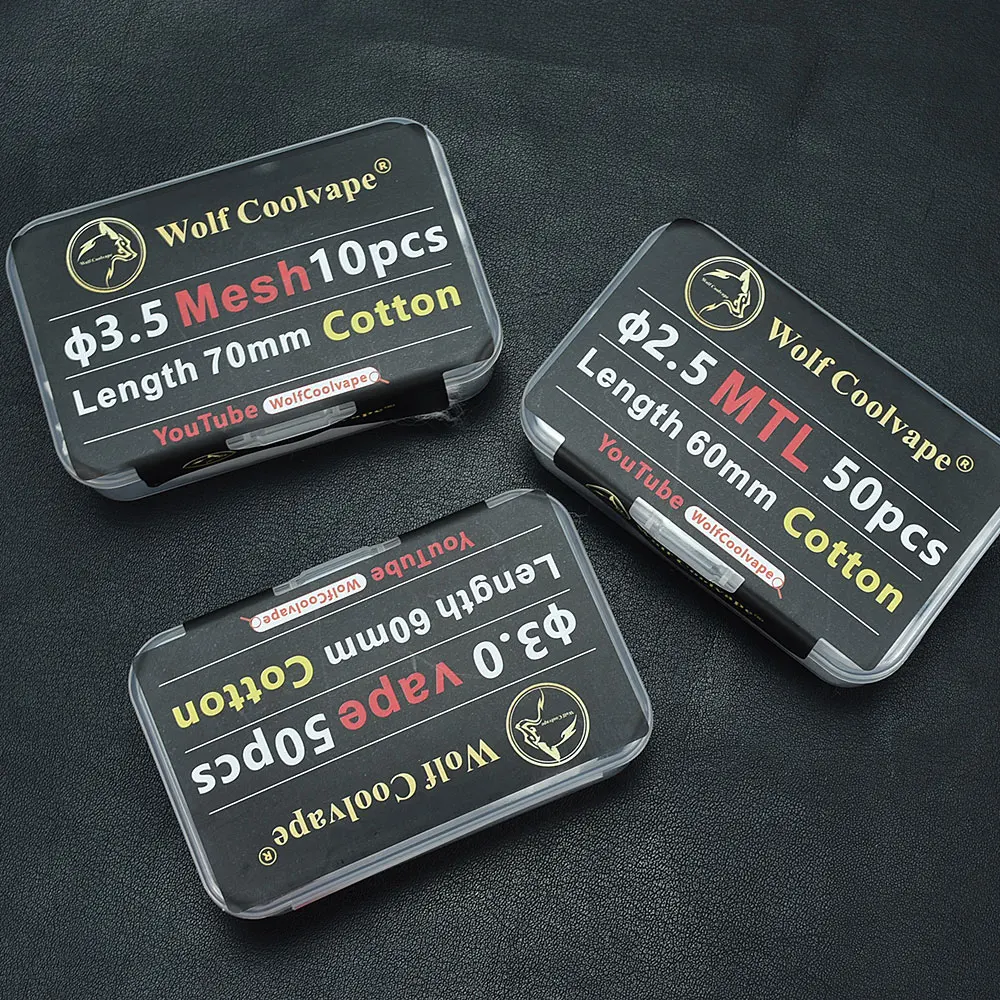 50/100 Pak MTL Katun Kotak Asli Katun Wol Organik Daging Prima untuk RDA RTA RBA MTL Gulungan