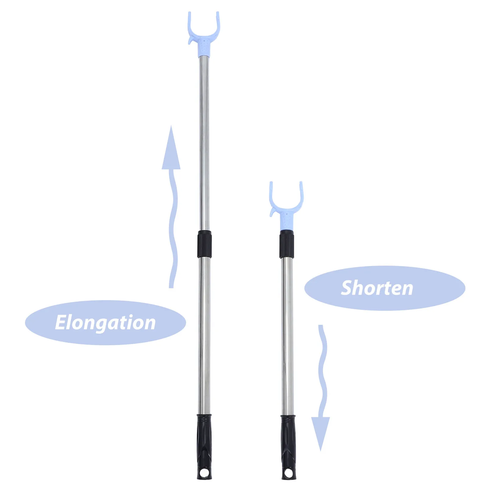 Closet Ceiling Reach Pole Adjustable Telescopic Clothes Reaching Rod Plastic Fork Stainless Steel Clothes Support Rod Household