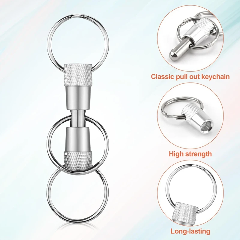 AT69 -3-Way Quick Release Keychain Detachable Key Rings Pull Apart Separate Quick Disconnect Release Convenient Accessory 6Pcs