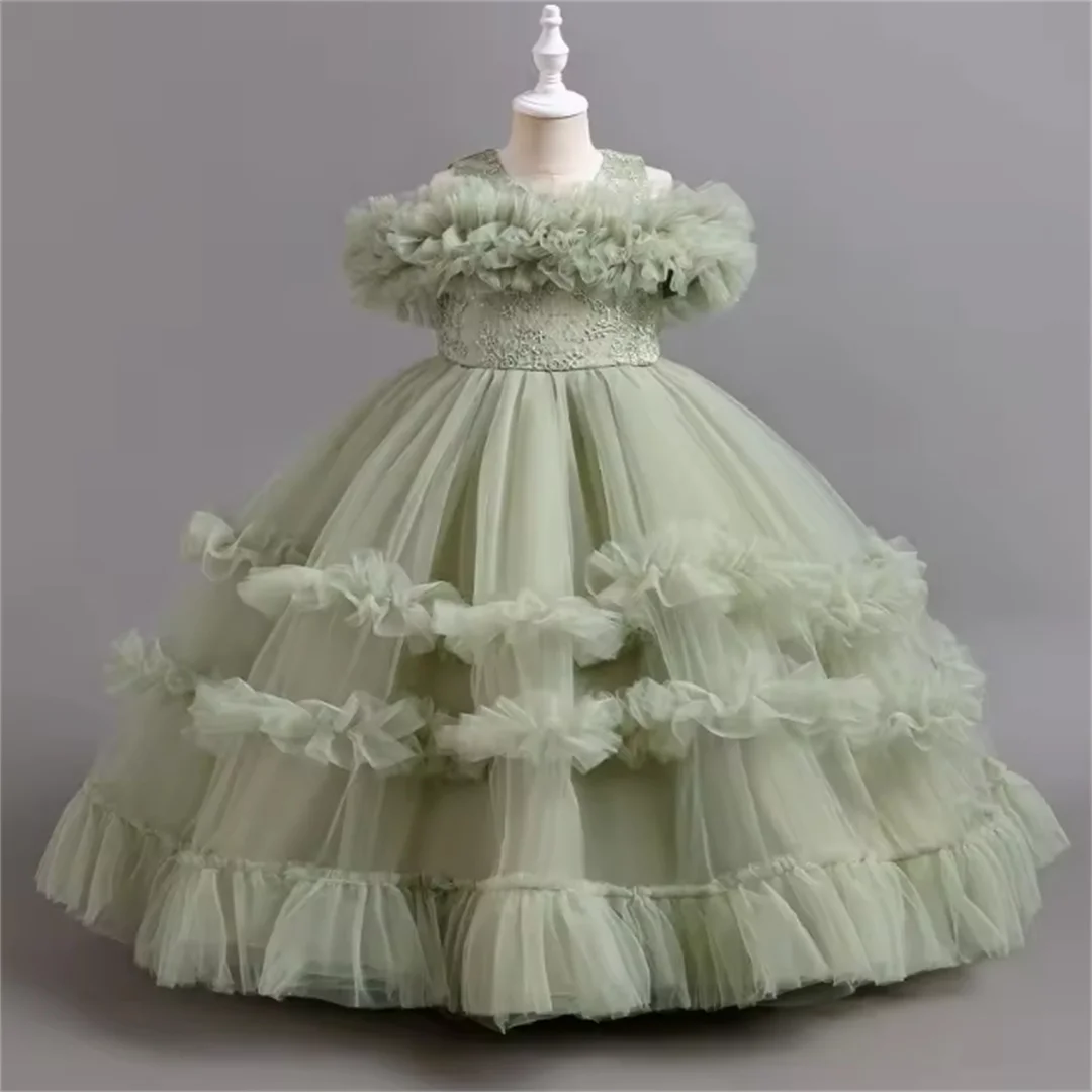 Girls strapless princess dress  years old fashionable embroidered bow mesh long dress carnival birthday wedding evening dres