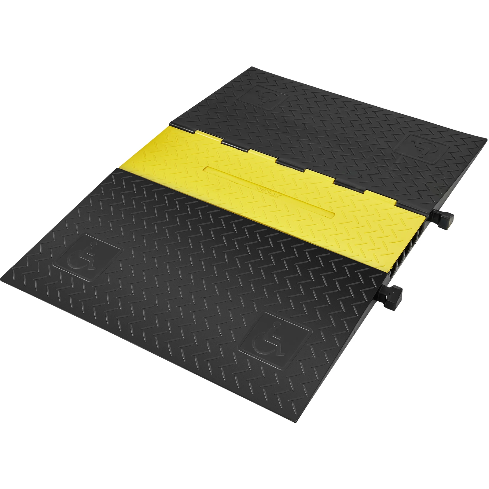 VEVOR Rubber Cable Protector Ramp, 5 Channel, 22000 lbs/axle Capacity Heavy Duty Wire Cover Ramp Hose Cord Ramp Driveway