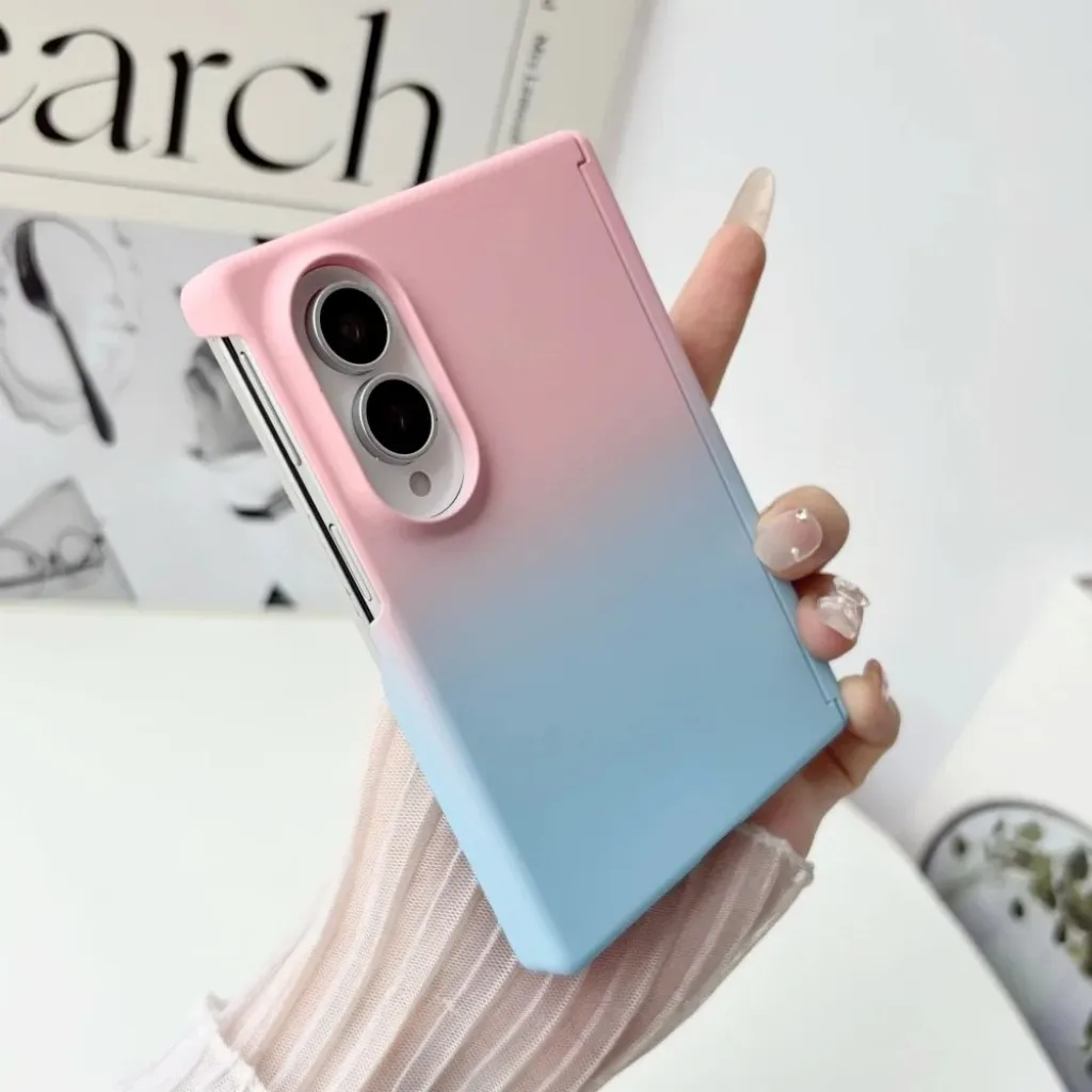 Gradient Color Contrast Phone Case for Samsung Galaxy Z Fold 8 Ultra 7 6 5 4 Hinge Protection Hard Shockproof Protective Cover