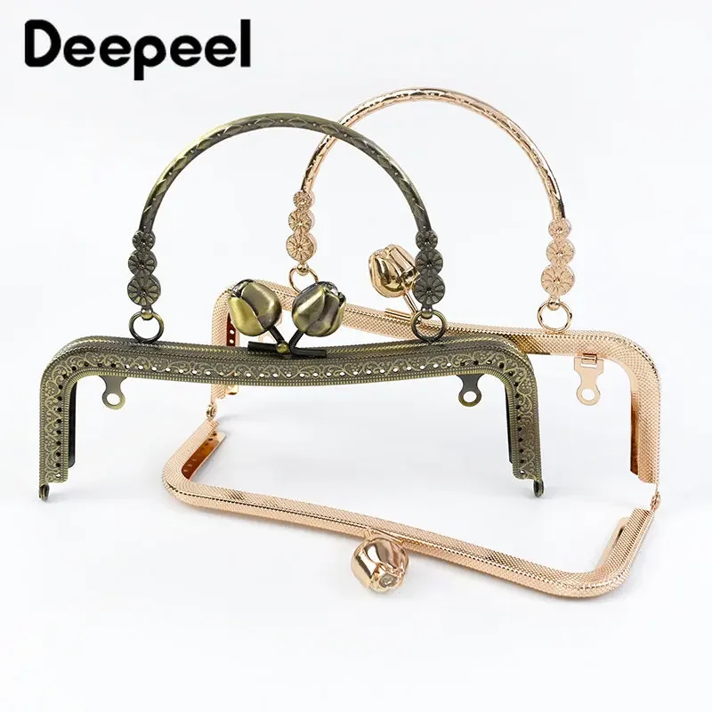 2/4Pcs 20.5cm Metal Bag Handles Purse Frame Kiss Clasp for Handbag Sewing Brackets Handle DIY Handmade Bags Making Accessories