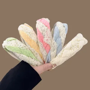 Korean Style Simple Wide Headband, Exquisite Girl's Headwear Fashionable Embroidery Fabric Hair Accessories Headband