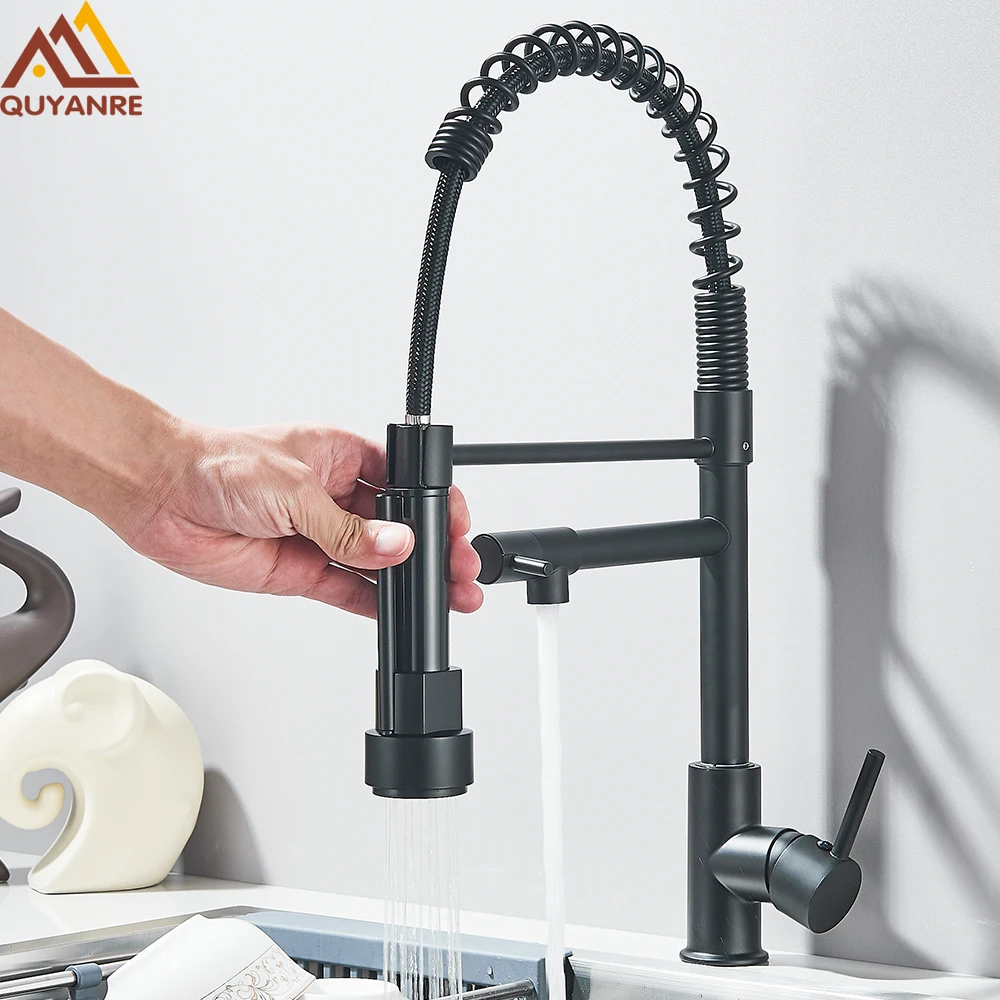 Spring Kitchen Sink Faucet Pull Down Spray Single Lever Hot Cold Mixer Water For Kitchen Sink Dual Spout Faucet