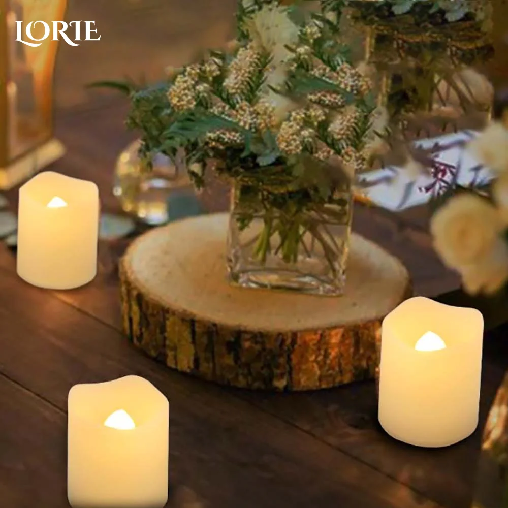 LORIE Novelty Flickering Flameless Tea Lights Candles, Fake Electric LED Votive Cand Customized