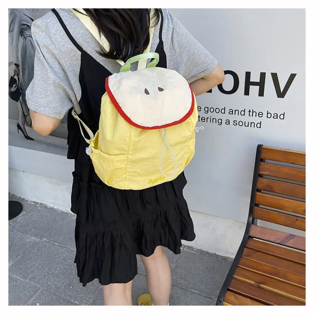 Korean Style Outdoor Drawstring Backpack Dopamine Color Travel Fruit Nylon Backpack Large Capacity Waterproof