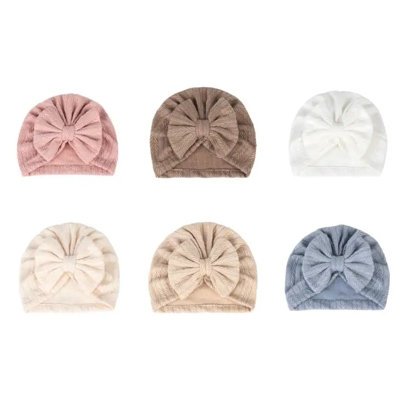 India-style Babies Hat Breathable Soft Big Bow Turban Hats Beanie Caps Headwraps Turban Accessory for Babies Girls Boys