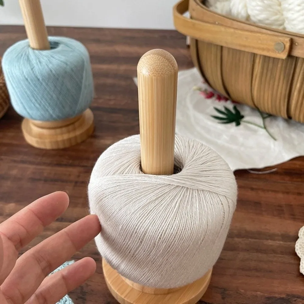 Detachable Base Wooden Yarn Holder Vertical Rotating Handmade Craft Rotating Rack Manual Dispenser Yarn Spool Organizer