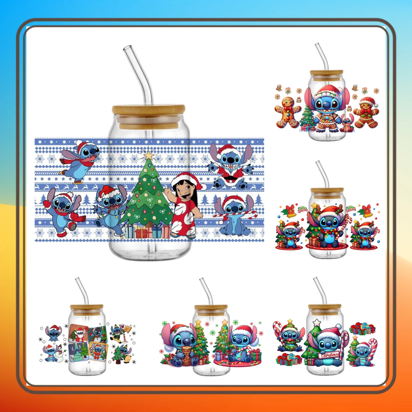 

Новый дизайн, Рождественская стежка, водостойкий DIY телефон, рождественские наклейки с героями мультфильмов, 3D переводные наклейки, УФ-наклейки DTF, 16 унций, обертывания для очков, чашек