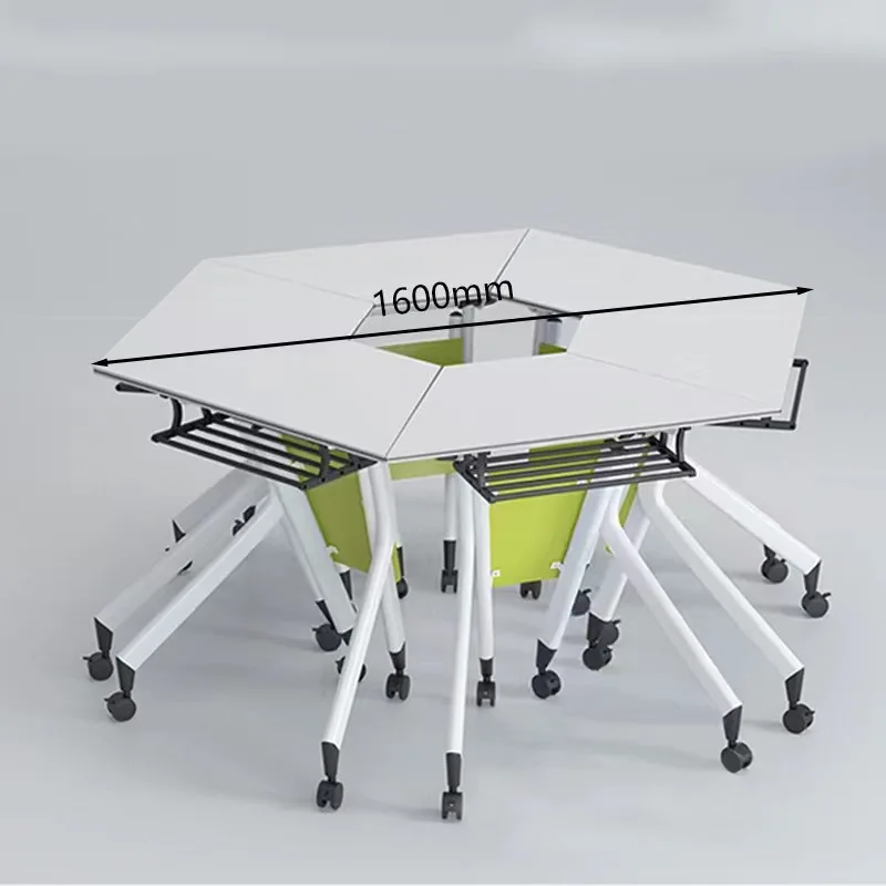 Splicing training table hexagonal desk folding training table and chair combination mobile trapezoidal desk conference table