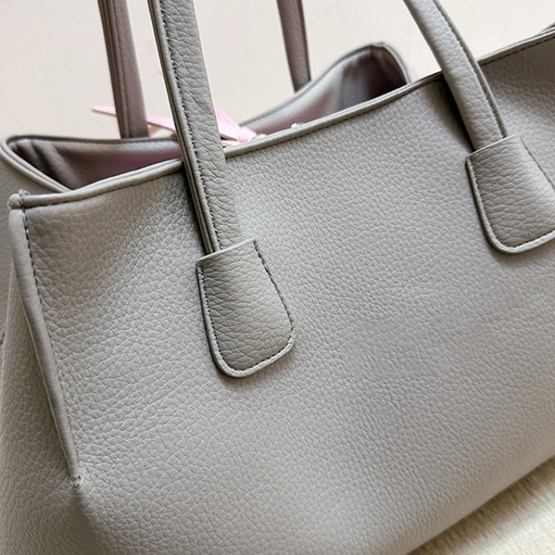 Damen-Tragetasche, mehrschichtige Schultertasche mit großem Fassungsvermögen und Reißverschluss, Damen-Vintage-Handtasche mit mattiertem Finish, ideal für Büro, Pendel und den täglichen Gebrauch, mit Tragegriff. – Detail 6
