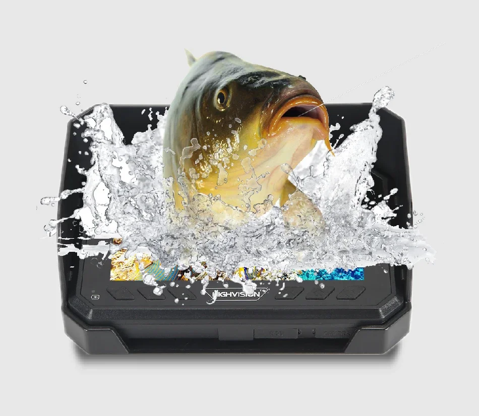 Câmera de pesca subaquática tela de 5 polegadas Full HD 1080P com sensor de profundidade e temperatura IP66 à prova d'água bateria integrada de 8000mAh