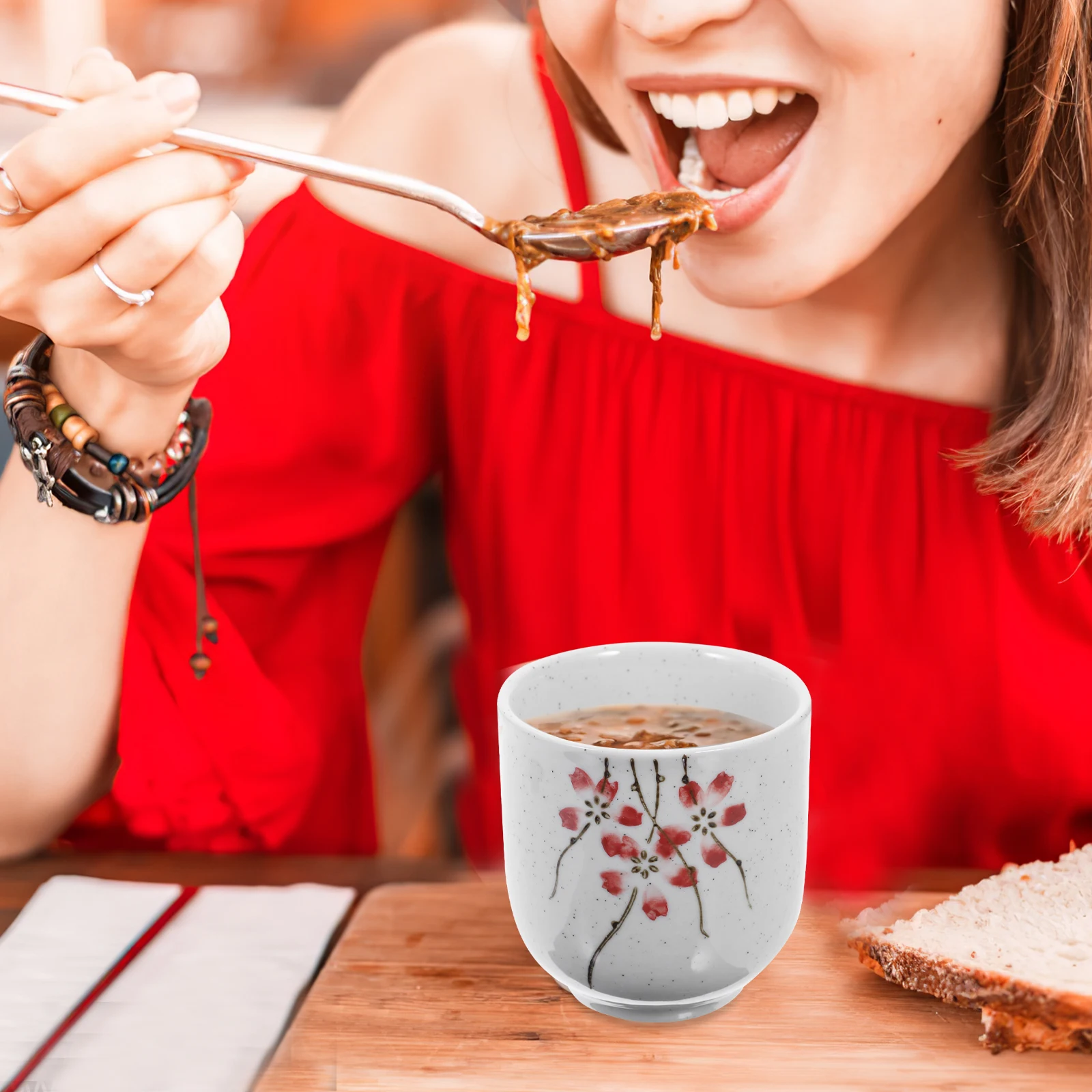 

Ceramic Stew Cup Lid Insect Protection Heat Retention Smooth Surface Easy Cleaning Exquisite Gift Ceramic Bowl with Lid