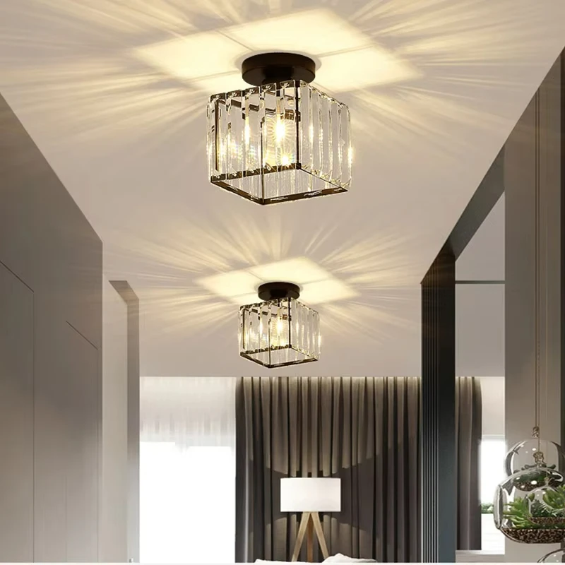 

Gold Black Crystal Led Chandelier Aisle Lights Hallway Corridor Decor Ceiling Chandeliers Lighting Living Dining Room Bedroom