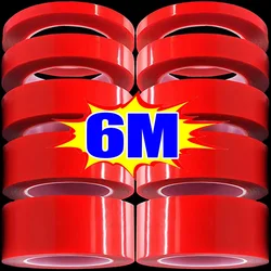 3/6M Self Adhesive Double Sided Tape Strong Sticky Non-marking Transparent Nano Red Film Tapes for Home Waterproof Wall Stickers