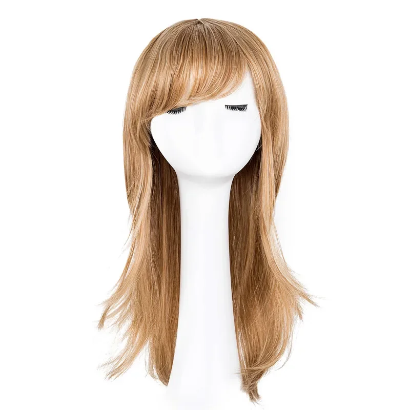 

Medium Wavy Wig Synthetic Heat Resistant Fiber Inclined Bang Cos-play Hair Costume Peruca Party Picture Color Hairpiece