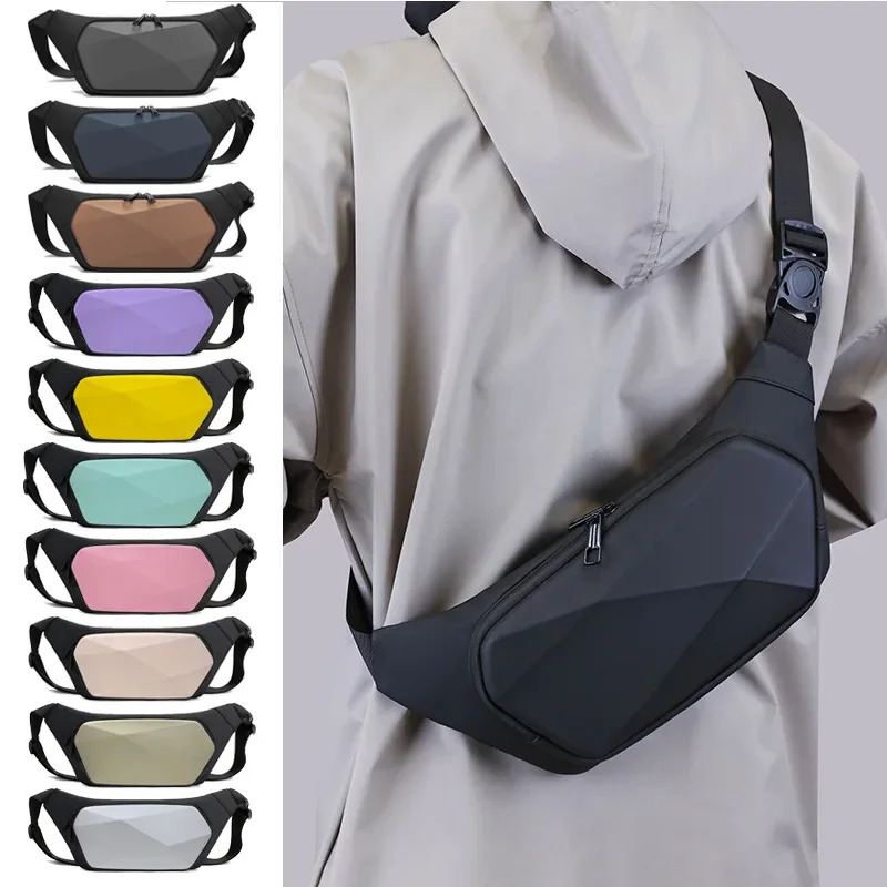 Casual Men's Waist Bag Men's Hard Shell Crossbody Bag with Shoulder Strap Bags for Mens Commuter Small Backpack Oxford Waist Bag