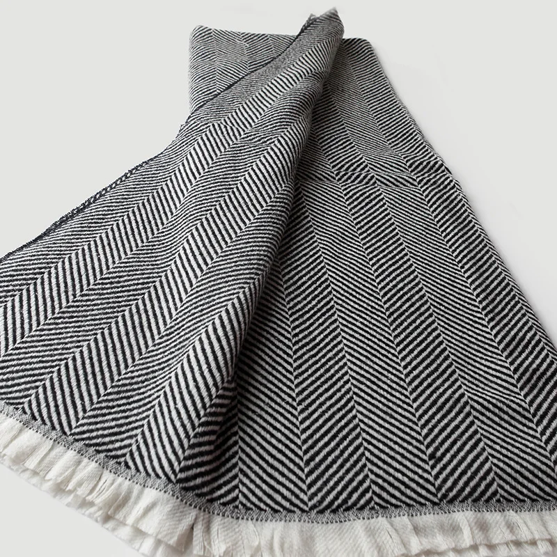 Colored diagonal striped gray wool blanket, Home cover blanket, Outdoor travel camping car, Airplane, Cashmere shawl decoration