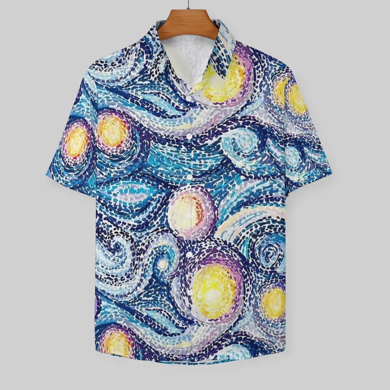 Hawaii Shirt Beach Abstract Starry Night Print Blouses  Vintage Casual Shirts Male Short Sleeve Y2K Funny Plus Size Clothing