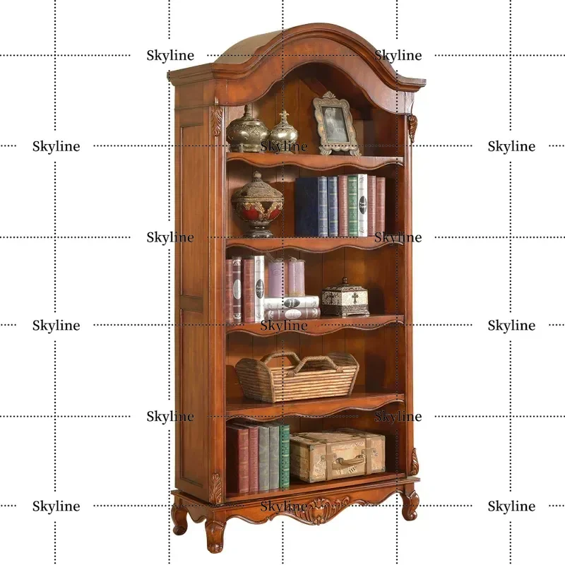 Solid Wood Tall Bookcase, American Style Floor-to-Ceiling Wall Shelf for Study & Living Room