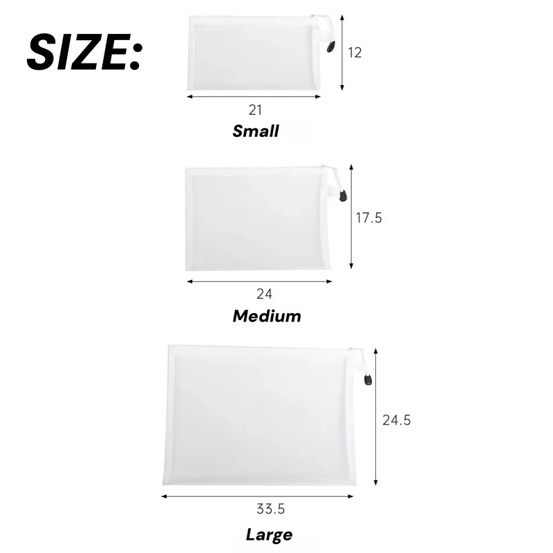 8 قطع أكياس شبكية بسحاب A4/A5/A6 أكياس شبكية بسحاب، حقائب سفر شفافة مقاومة للماء، أكياس مستندات للوازم المكتبية مع سحاب #6