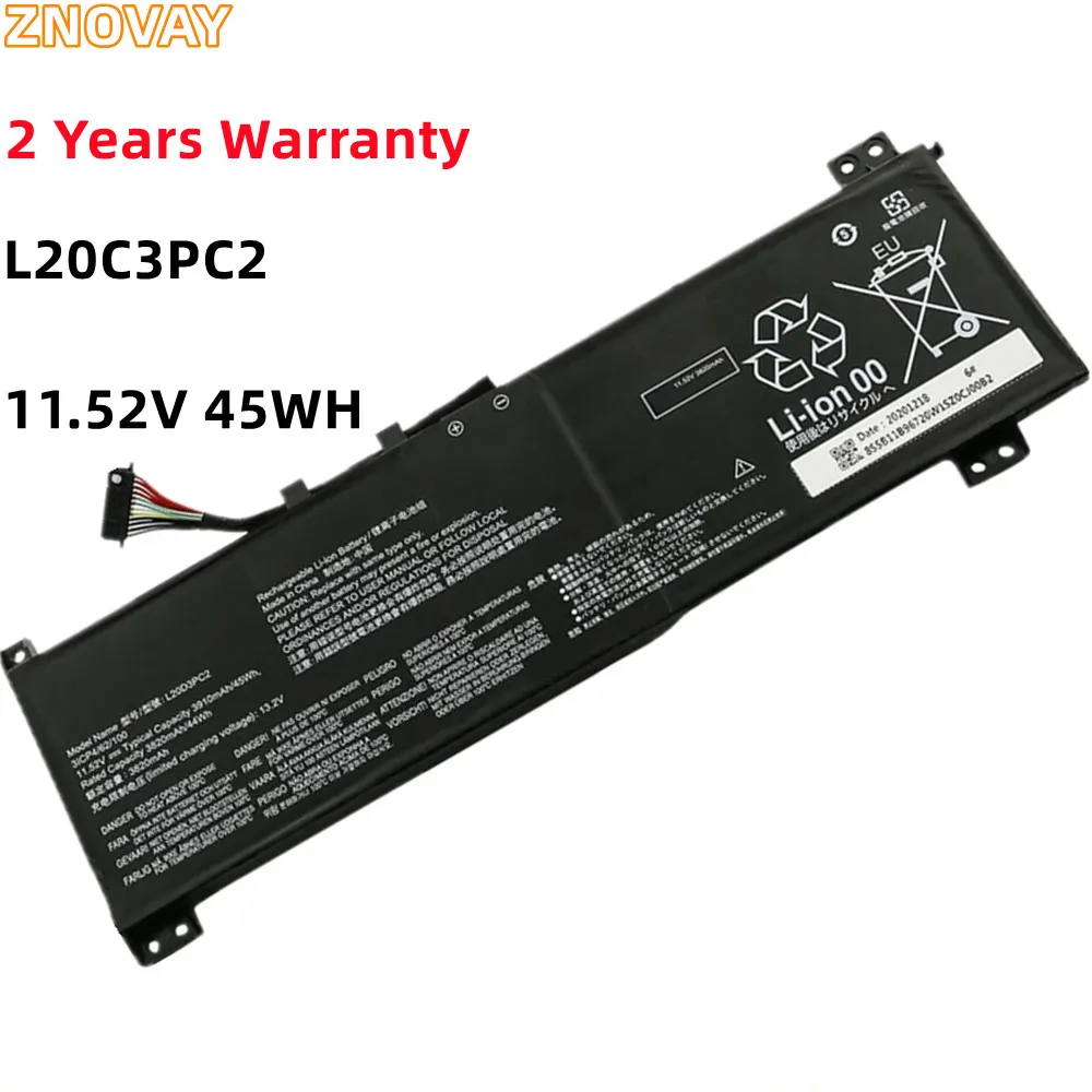 

ZNOVAY L20M3PC2 L20C3PC2 Laptop Battery For Lenovo ideapad Gaming 3 15ACH6 15IHU6 82K1 82K2 L20L3PC2 L20D3PC2 11.52V 3910mAh New