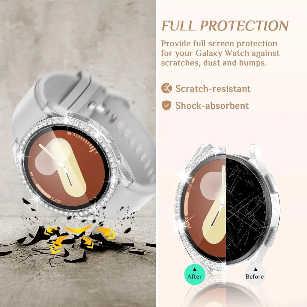 Étui en diamant Bling pour Samsung Galaxy Watch 7 FE, pare-chocs de protection en cristal, accessoires de couverture, mode, 40mm, 44mm, 54, 6