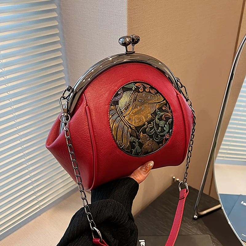 

Vintage Embossed Shell Shoulder Crossbody Bag for Women Spring New Arrival Trendy Versatile PU Leather Handbag