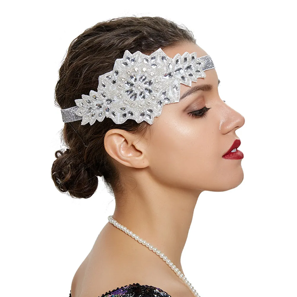 Vintage Rhinestone Flapper Headband Elegant Lightweight Fascinator Party Hair Ornament Performance Bride Hair Accessory