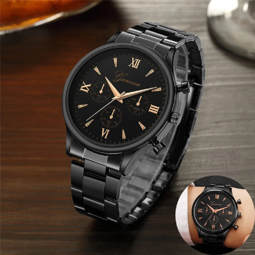 

Geneva Men Watch Top Brand Luxury Sports Quartz Mens Watches Full Steel Waterproof Calendar Wristwatch Men Relogio Masculino