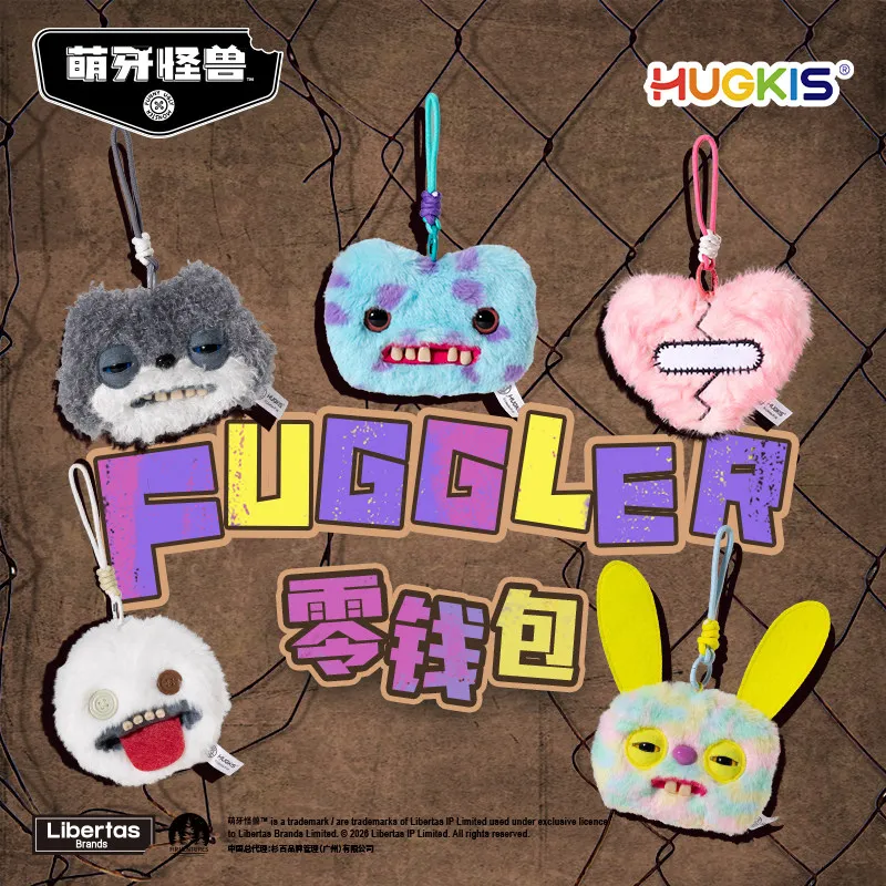 Genuine HUGKIS Joint Payment Plush Zero Wallet Ugly Cute Monster Earphone Bag Mini Plush Pendant Storage Pouch For Daily Carry