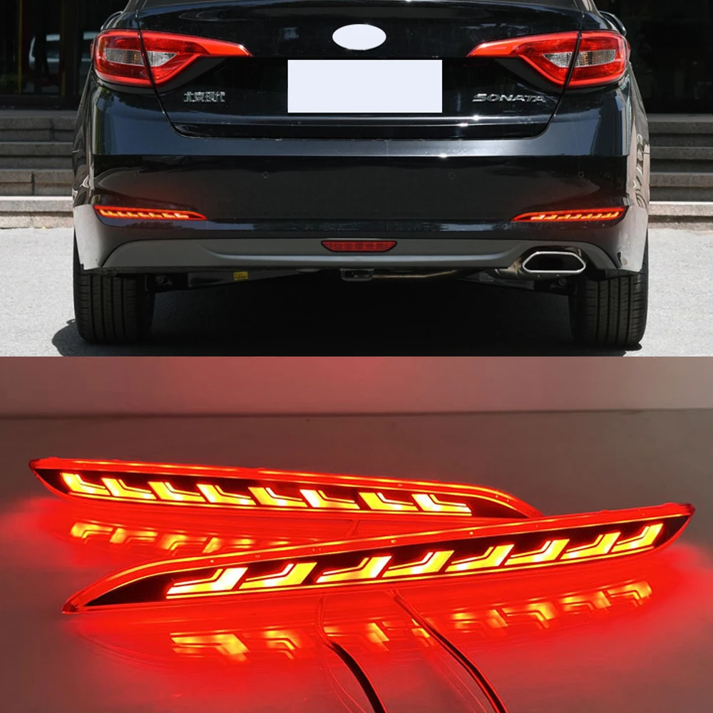 Car LED Rear Bumper Reflector Light For Hyundai Sonata 9th 2015 2016 2017 Stop Brake Tail Light Fog Lamp with turn signal