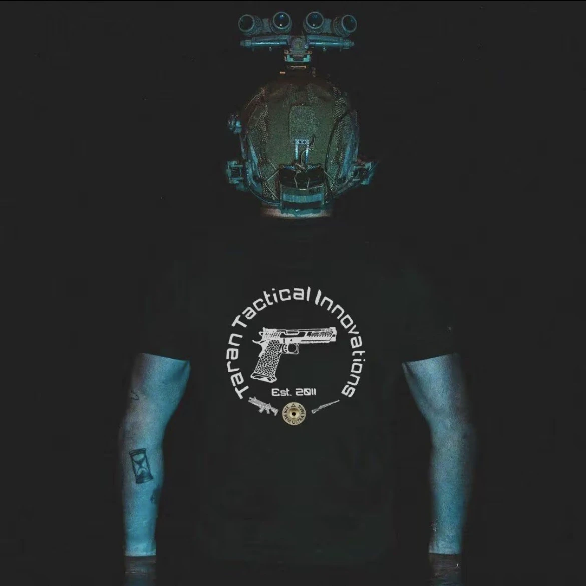 2026 American tough guy short sleeve T-shirt half sleeve ins print summer pure cotton new tactical army fans round neck men