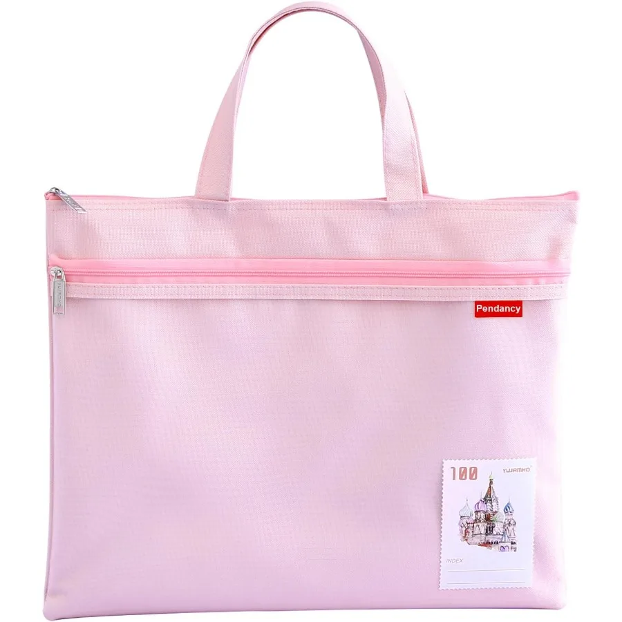 Pendancy Mesh Zipper Pouch 11x13.7 in Large Double Pocket Waterproof File Bag with Handle A4 Size Foldable Document Storage for