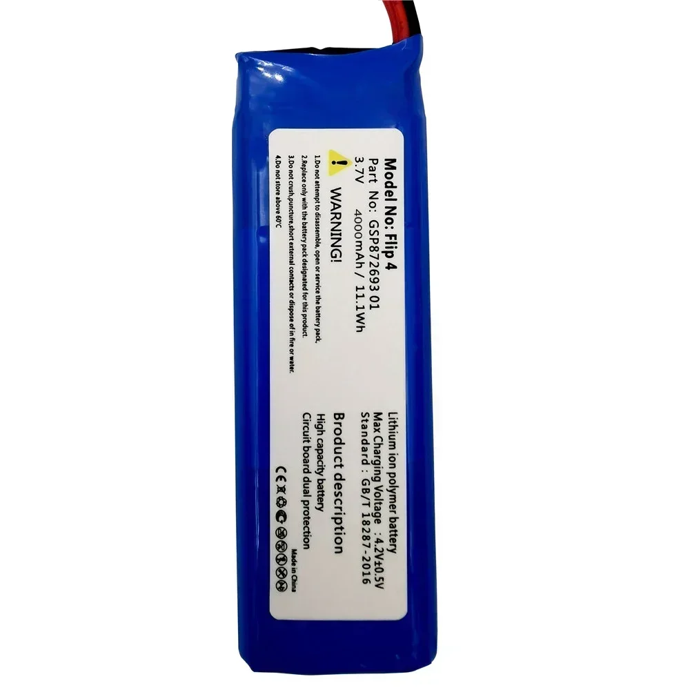 Replacement Battery For JBL Flip 4 and Flip4 Special Edition, GSP872693 01, 3.7V, 4000mAh, Fast Shipping, 2024 Years