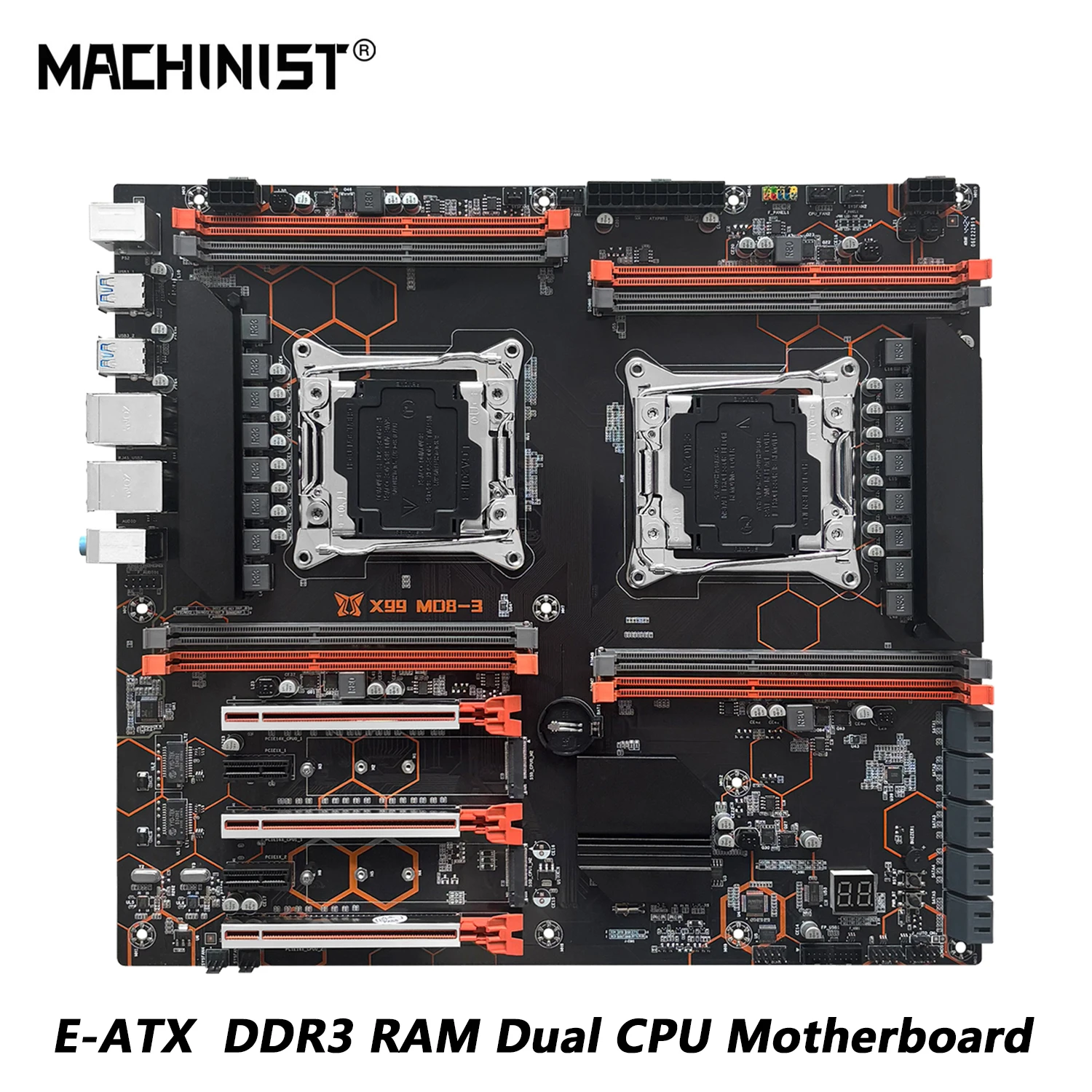 MACHINIST X99 MD8-3 Motherboard Support Dual Xeon E5 V3/V4 CPU DDR3 Memory Eight Channels SATA 3.0 USB3.0