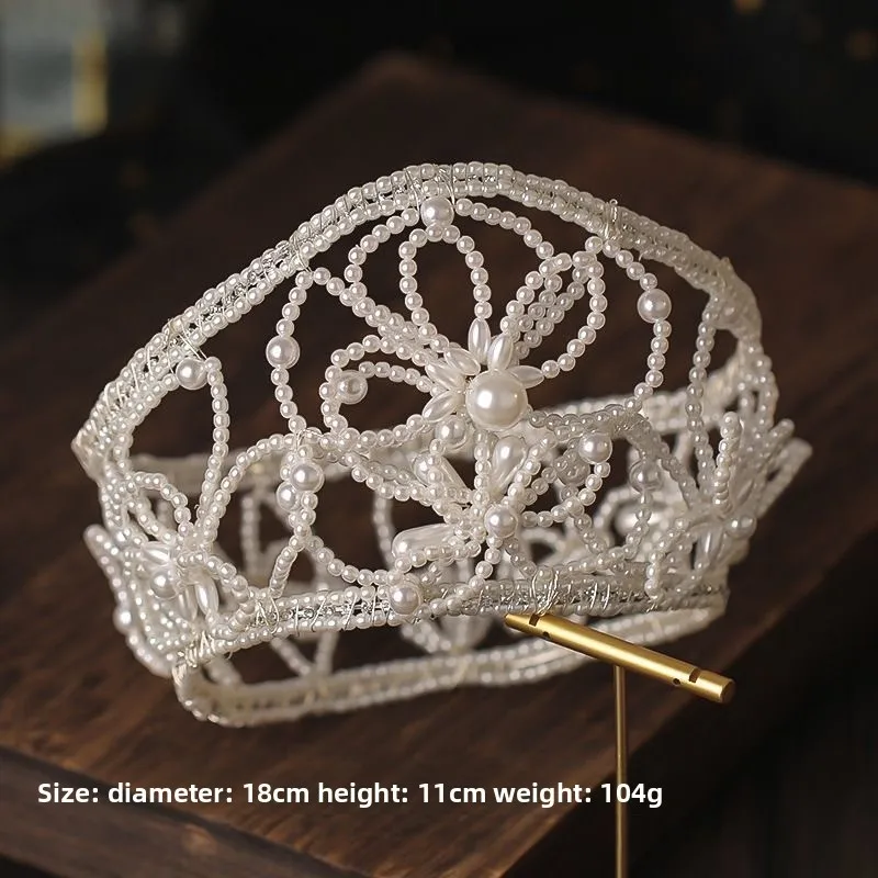 1Pc Elegant Song-style flower crown with 3D flowers and pearls, ethereal ancient hair accessory for Hanfu and cosplay 6