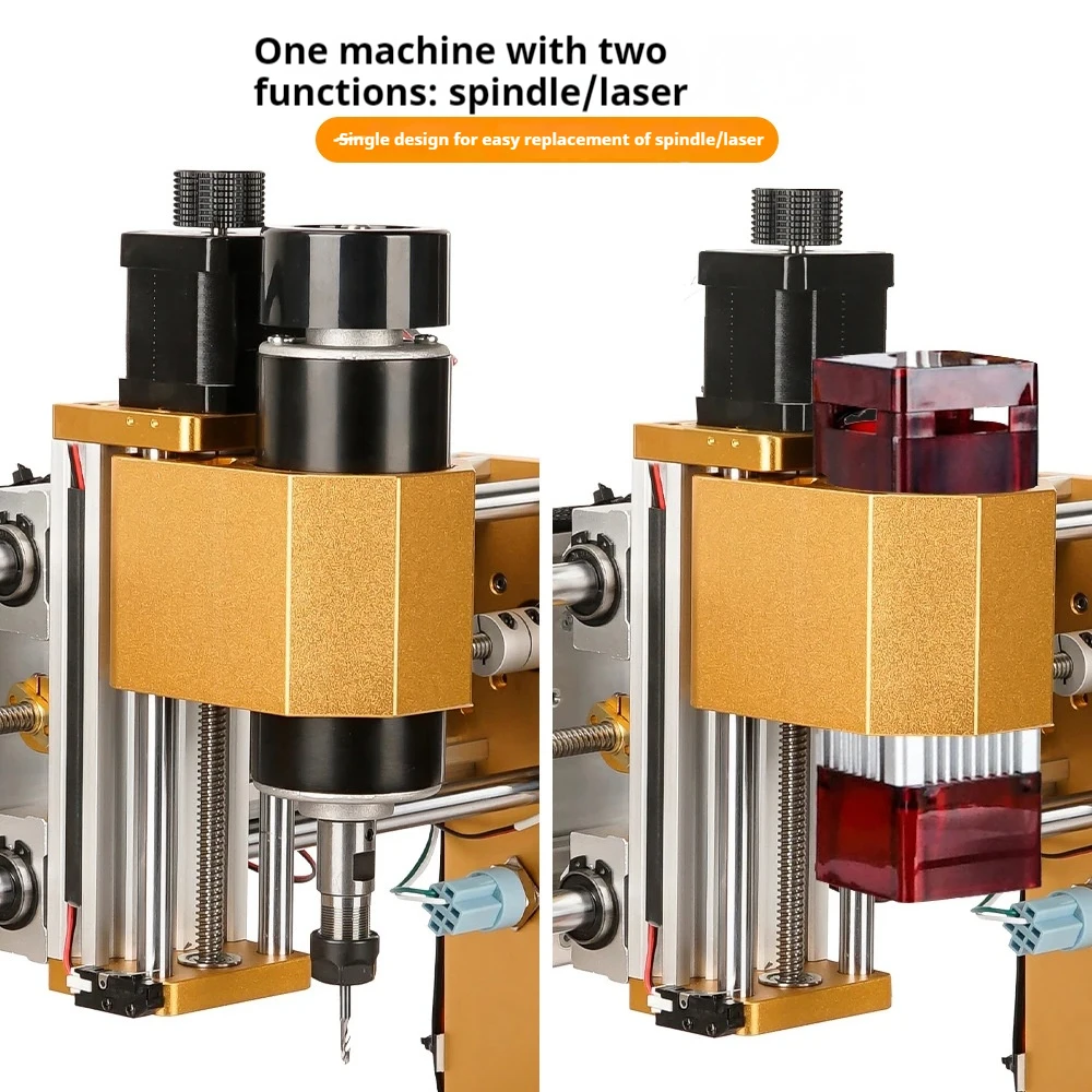 โลหะ CNC Mesin Grafir Laser 40W/80W 3-แกนเลเซอร์แกะสลัก CNC ไม้แกะสลักเครื่อง500W Spindle กรอบโลหะเต็ม