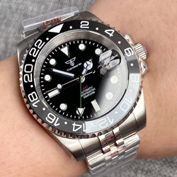 NH34 Black Grey GMT Mechanical Watch Men Green Hand 200m Waterproof Steel Watch Diving Master II CLock Gift Glide lock Bracelet