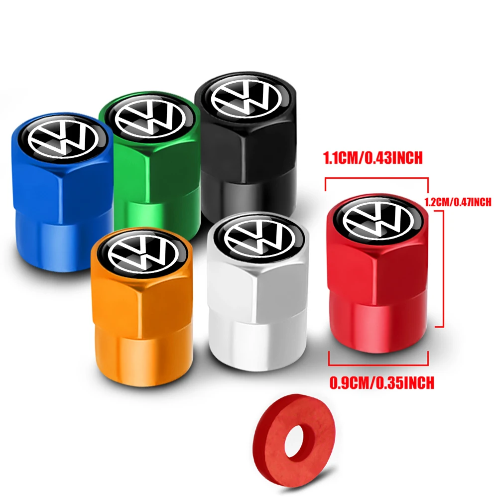 4PCS Car Wheel Valve Caps Auto Dustproof Tire Stem Air Covers For Volkswagen Motion MTM POLO GTI Blue Caddy Scirocco Golf Beetle
