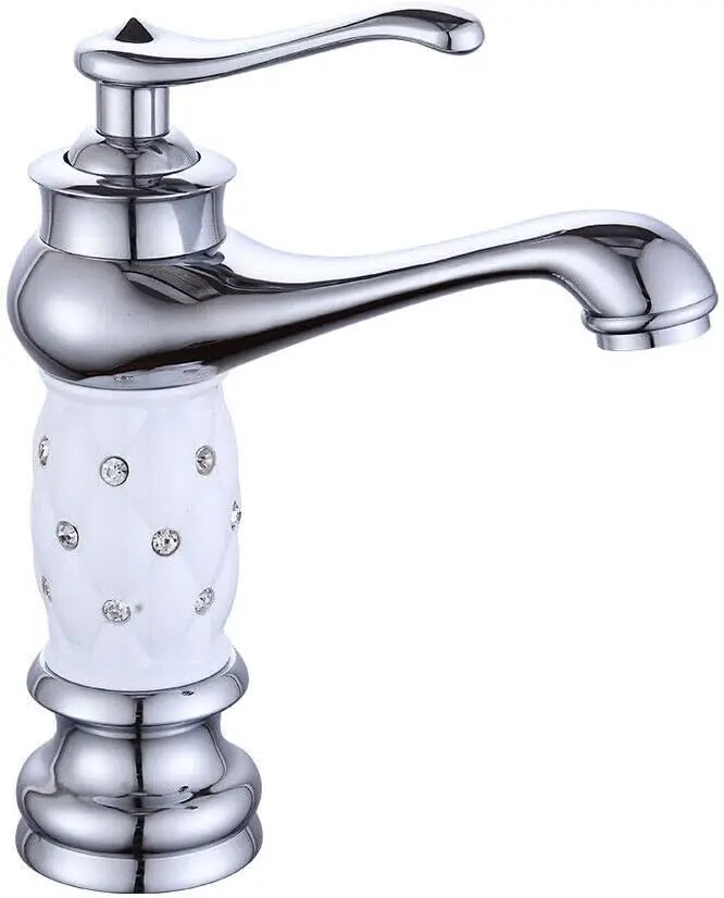 Tap Basin Mixer Tap Brass Hot Cold Water Single Lever Ceramic Vintage Crystal Tap for Bathroom Kitchen Home Decoration