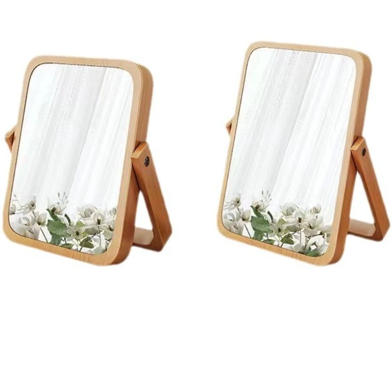 مرايا مكياج مكتبية مع مرايا خشبية مستطيلة مثبتة على الحائط ومرايا طاولة لغرفة المعيشة وغرفة النوم وهدايا عيد الميلاد #5