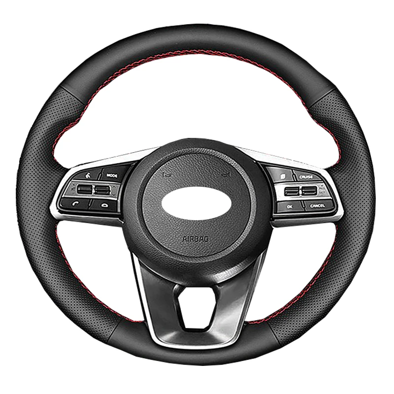 Hand Naaien Stiksels Auto Auto Stuurhoes Wrap Voor Kia Seltos 2021 2022 2023 K3 2019-2023 vlecht Op Stuurwiel